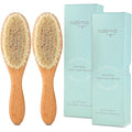 Natemia Soft Bristle Baby Hair Brush Set - 2 Pack Wooden Brushes for Newborns, Toddlers, and Baby Registry Gift