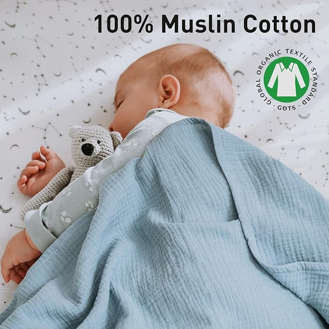 GLLQUEN BABY Muslin Swaddle Blankets for Boys and Girls, 4-Pack Baby Blankets for Girl Boy, Newborn Receiving Blanket, Baby Swaddle Blanket Unisex, Baby Essentials, Registry & Gift, 40 x 38 inches
