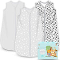 Cute Castle Baby Sleep Sack 12-18 Months - Lightweight 100% Cotton 2-Way Zipper TOG 0.5 Infant Wearable Blanket, Newborn Essentials Toddler Sleep Clothes, 3 Pack(Gray, Letters, Stars)