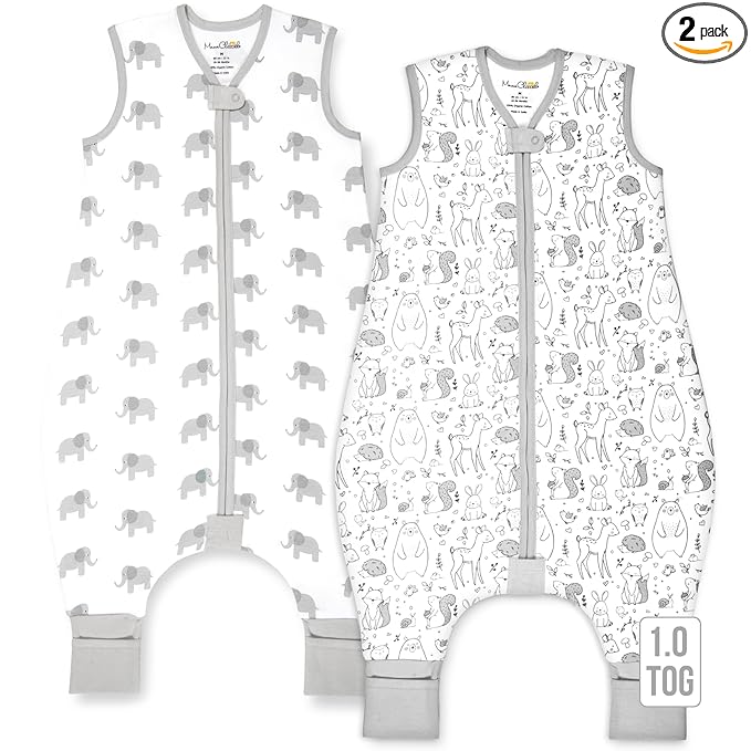 Mama Cheetah Toddler Sleep Sack with Feet 3T - 4T, 1.0 TOG Organic Cotton Baby Sleeping Bag with Legs, Baby Wearable Blankets for Walkers w/ 2-Way Zipper, Sleep Sack for Girls & Boys, Early Walker