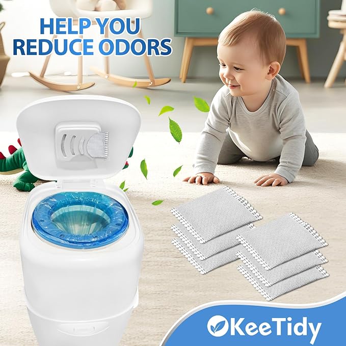 Diaper Pail Deodorizer Odor Absorber Carbon Filter Refill Compatible with Diaper Genie Complete Pail, 6 Pack