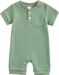 Kuriozud Newborn Infant Unisex Baby Boy Girl Clothes Button Romper Jumpsuit Basic One Piece Outfits