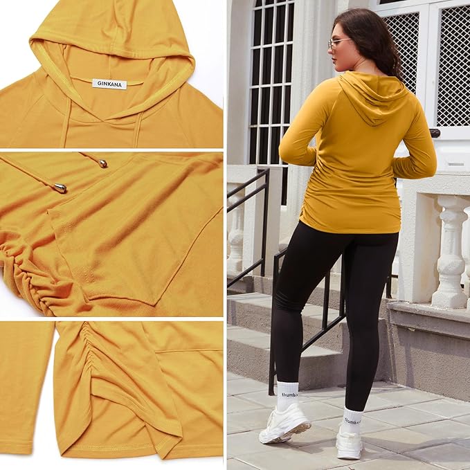 GINKANA Maternity Hoodie Long Sleeves Shirts Casual Maternity Top Pregnancy Sweatshirt Casual Clothes