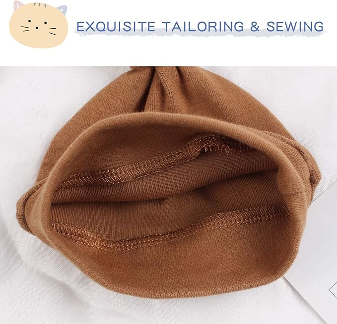 JANGANNSA Newborn Baby Hat Infant Baby Boys Beanie Top Knot Stretchy Hats for Girls 100% Organic Cotton