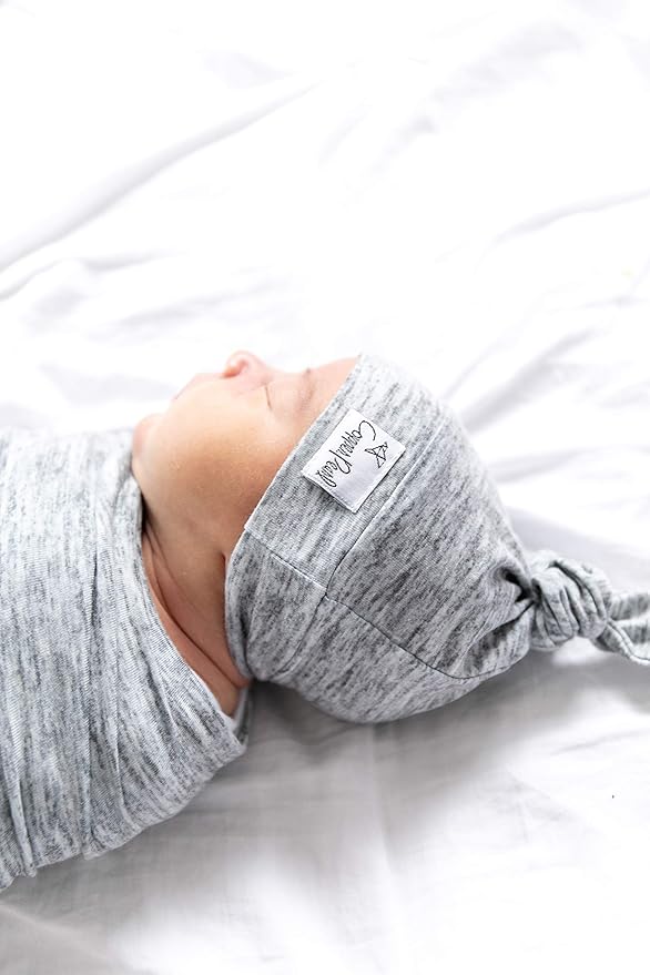 Copper Pearl Baby Beanie Hat Top Knot Stretchy Soft Asher