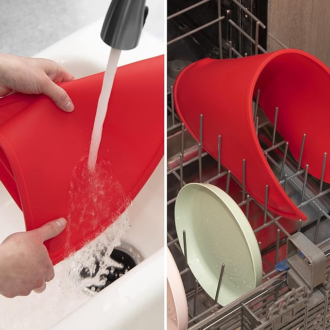 GASARÉ, Extra Large 20 x 11 Inches, Silicone Placemats for Dining Table, Suction Cups, Raised Edges, Non-Slip, Food Grade, BPA Free, Dishwasher Safe, Red