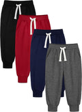 HXP 4 Pack Toddler Boys Sweatpants Pure Cotton Toddler Sweatpants Boys Kids Joggers Pants with Pocket Drawstring