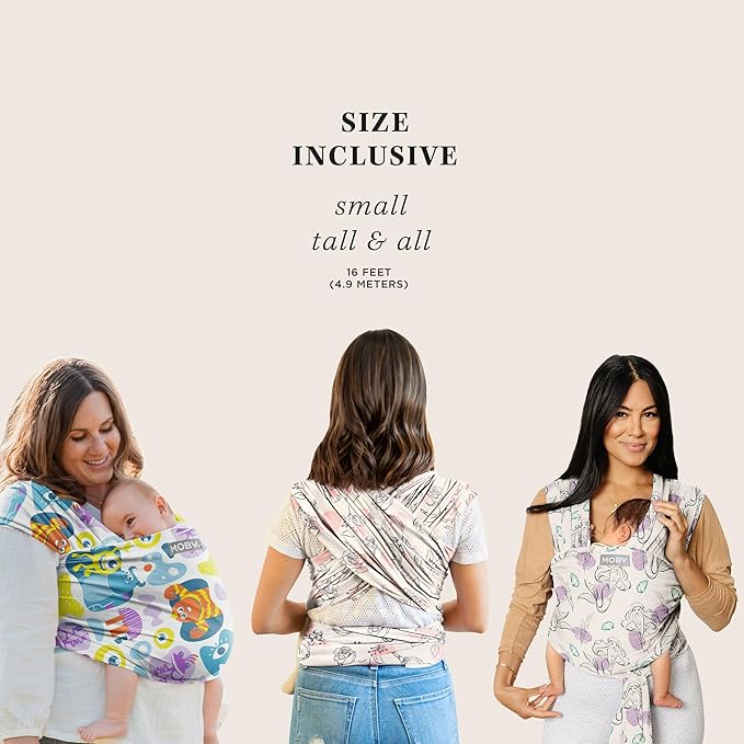 Moby Baby Wrap Carrier Featherknit for Newborns to Toddlers (8-33lbs), Infant Sling Carrier, Lightweight & Hands Free Design, Adjustable for All Body Types (Disney Pixar's Monster Mash-Up)