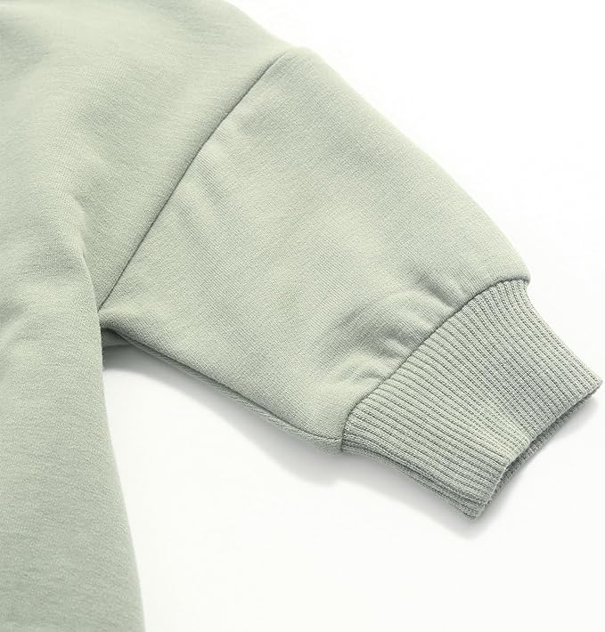 Bafeicao Baby Boy Girl Sweatshirt Romper Organic Cotton Solid Color Long Sleeve Bubble Romper Oversized Warm Fall Winter