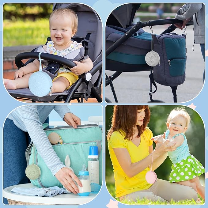 senbowe 2 Pack Silicone Pacifier Holder Case, Newborn Baby Portable Silicone Pacifier Case Cover Pouch for Diaper Bag