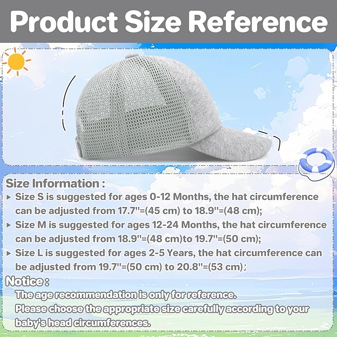 qikqik Baby Baseball Cap Toddler Baseball Hat with Mesh Infant Sun Hat UPF 50+ Baby Ball Cap Toddler Girl Hats Kids Hat Boys