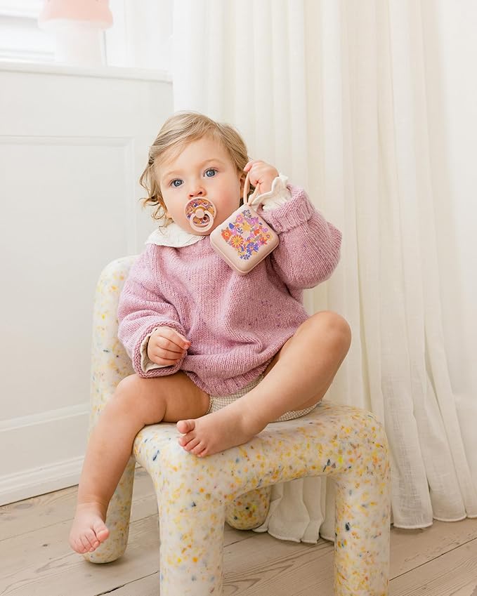 BIBS Colour Liberty Soother 2-Pack, BPA Free Dummy Pacifier, Round Nipple. Natural Rubber Latex, Made in Denmark, Size 1 (0-6 Months), Strawberries and Cream Pale Butter Mix