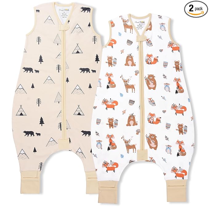 Mama Cheetah Toddler Sleep Sack with Feet 2T, 0.5 TOG Organic Cotton Baby Wearable Blankets with Legs, Baby Sleeping Bag for Walkers, Early Walker Medium