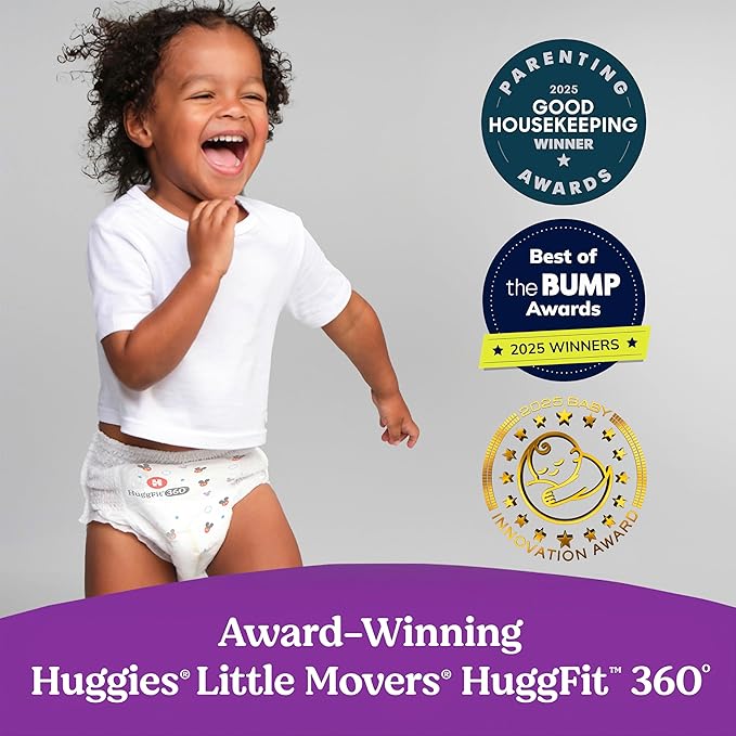 Huggies Size 7 Baby Diapers, Little Movers HuggFit 360° Baby Diapers with 360° Waistband, Size 7 (41+ lbs), 70 Count, Packaging May Vary