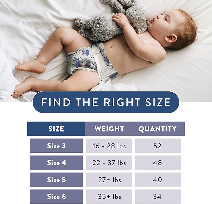The Honest Company Clean Conscious Overnight Diapers for Sensitive Skin, Hypoallergenic Fragrance-Free Baby Diapers, Cozy Cloud and Star Signs Design, Club Box, Size 3 (16–28 lbs), 52 Count