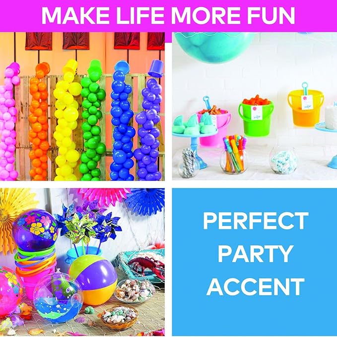 Fun Express Sand Buckets for Kids 12 Pack - Premium 7 Inch Beach Buckets with Easy-Grip Handles | Durable Plastic Sand Toys for Ages 3+ | Perfect for Beach, Sandbox & Pool Play