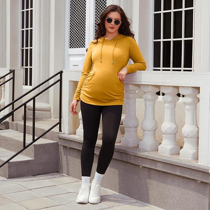 GINKANA Maternity Hoodie Long Sleeves Shirts Casual Maternity Top Pregnancy Sweatshirt Casual Clothes