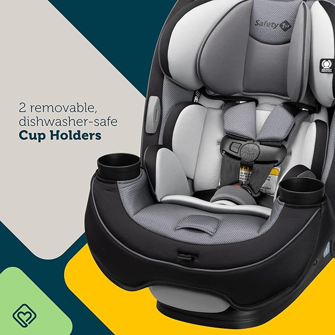 Safety 1st Grow and Go All-in-One Slim Convertible Car Seat, Rear Facing, 5-40 lbs, Forward Facing (30–65 lbs), High Back Booster Seat 40-100 pounds, Shadow