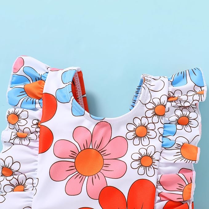 Newborn Baby Girl Ruffle Swimsuit Infant Toddler One Piece Floral Bikini Beach Bathing Swimwear Set