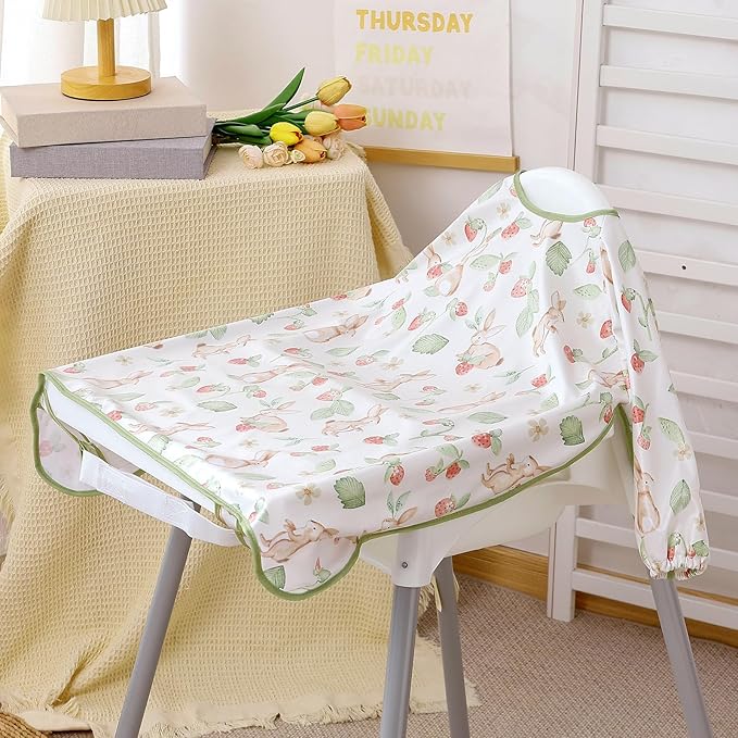 Happy Flute Long Sleeve Baby Bib-Mess Proof Baby Feeding Bibs with Adjustable Design for Babies during Eating or Highchair