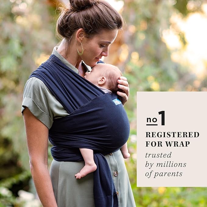 Moby Baby Wrap Carrier Evolution for Newborns to Toddlers (8-33lbs), Infant Sling Carrier, Lightweight & Hands Free Design, Adjustable for All Body Types, Baby Registry Gift (Black)