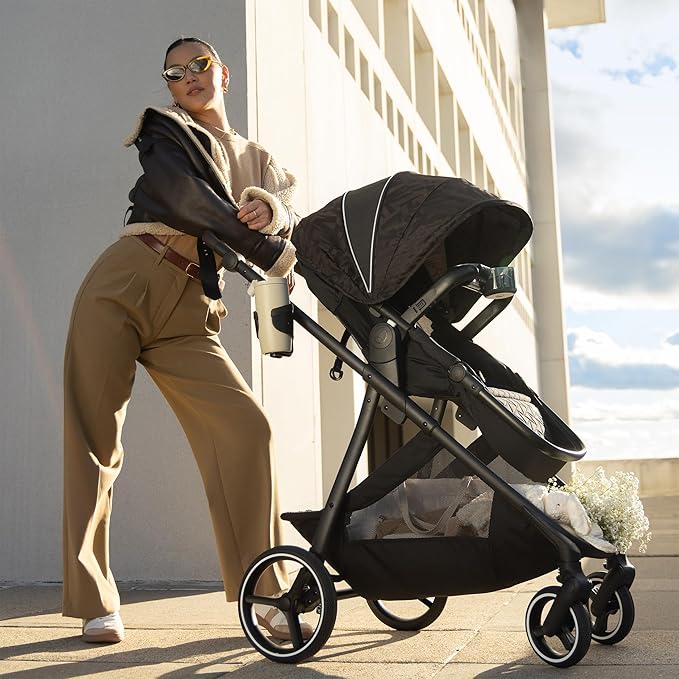 Evenflo Shyft Intuiti+ Travel System Featuring Revolve180 LiteMax™ NXT Rotating Rear-Facing Lightweight Preemie and Infant Car Seat with SensorySoothe 3-30 lbs. (Dubhan Black)
