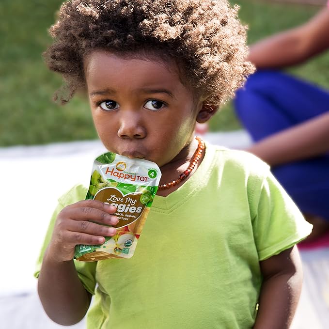 Happy Tot Organics Stage 4 Baby Food Pouches, Gluten Free, Vegan Snack, Love My Veggies, Fruit & Veggie Puree, Banana, Beet, Squash & Blueberry, 4.22 Ounce (Pack of 16)