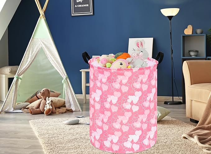 Round Laundry Hamper Storage Basket Laundry Organizer Hamper Storage Bins Clothes and Toys Box Nursery Hamper Gift Basket For Kids with Handles