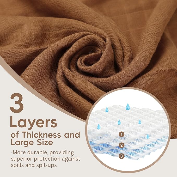 Maliton Muslin Swaddle Blankets for Newborn, 6-Pack Breathable Receiving Blanket (27" x 27") Soft Baby Blankets for Girls and Boys, Baby Burp Cloths with 3-Layer Cotton Design for Infant Wrap(Dessert)