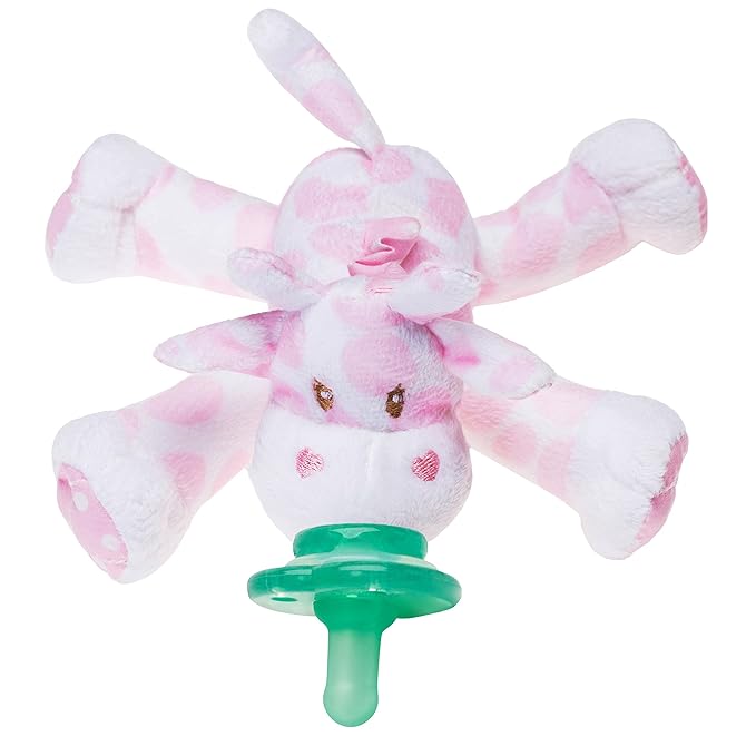 Nookums Paci-Plushies Shakies - Pacifier Holder with Built in Rattle (2 in 1)- Adapts to Name Brand Pacifiers, Suitable for All Ages, Plush Toy Includes Detachable Pacifier (Jaspie The Giraffe)