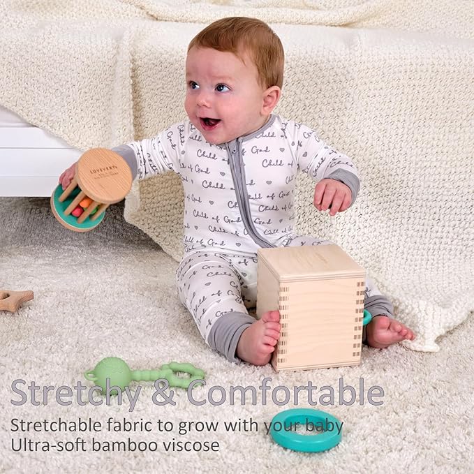 LollyBanks Baby Pajamas, 2-Way Zipper Romper, 95% Viscose Made from Bamboo and 5% Spandex, Baby Sleepers