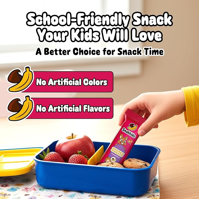 Snakkidz Organic Chewy Granola Bar, Allergen Free, Made with Avocado Oil, Low Sugar (15 Bars, Chunky Monkey)