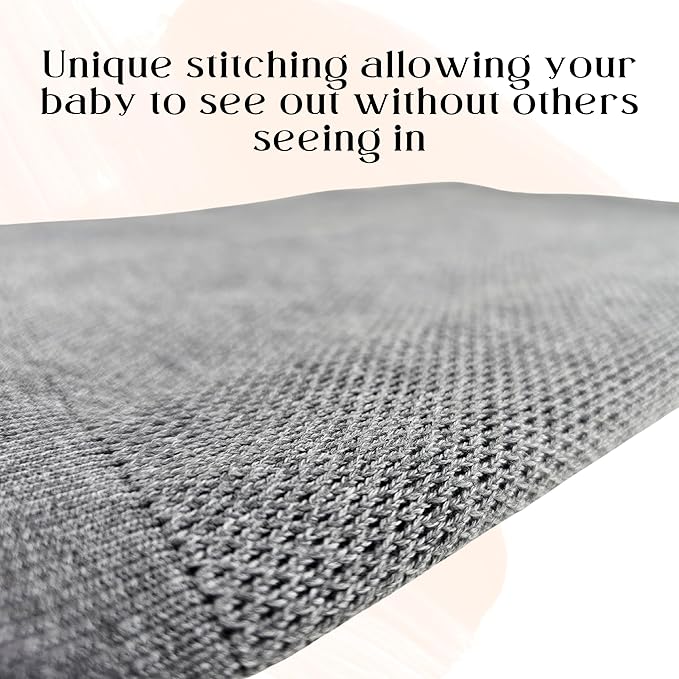 Little Rou Peekaboo Knit Breathable Nursing Cover Up For Breastfeeding - Soft Organic Cotton & Cashmere Breast Feeding Covers For Women - Privacy Feature - Includes Mesh Laundry Bag (Grey)