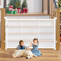 42" Extra Tall Retractable Baby Gates Dog Gate for Stairs, 55" Wide Mesh Baby Gate Pet Gate with Support Rods for The House, Child Safety Gates for Doorways, Hallways, Deck, Porch, Indoor, Outdoor