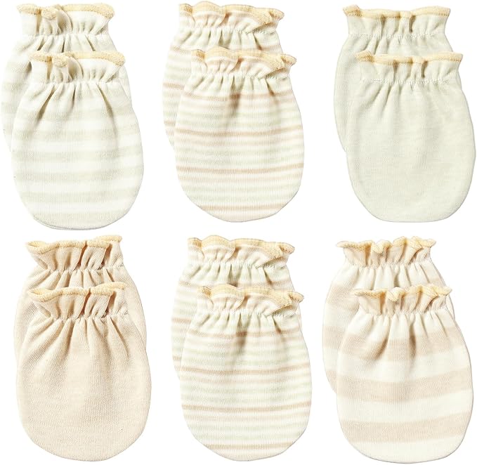 MOMSMENU Newborn Mittens No Scratch 100% Cotton Mitts Boy Girl baby mittens 0-6 months 6 Pack