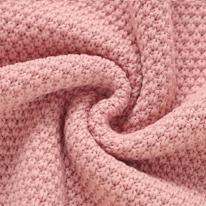 Neiwech Baby Blanket Knit Cozy Soft Lightweight Crib Stroller Nursery Receiving Swaddling Blankets for Newborn Infants Boys Girls Pink 30x40 Inch