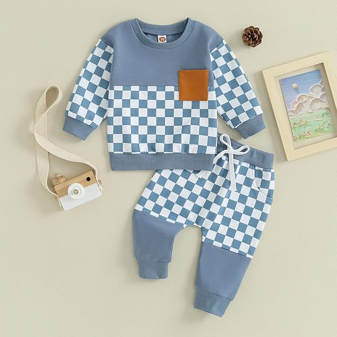 Fernvia Toddler Baby Girl Clothes 3 6 9 12 18 24 Months Fall Outfits Solid Long Sleeve Sweatshirt Tops + Pants Set