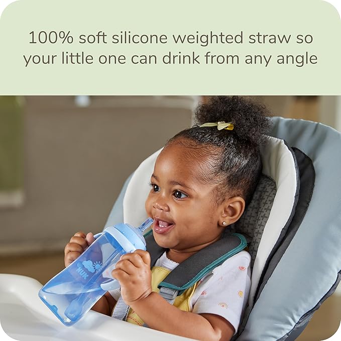 NUK Learner Straw Cup, 5oz, 2-Pack - Toddler Sippy Cup with Soft Straw for Easy Drinking, Suitable for Ages 8 Months and Up, Green