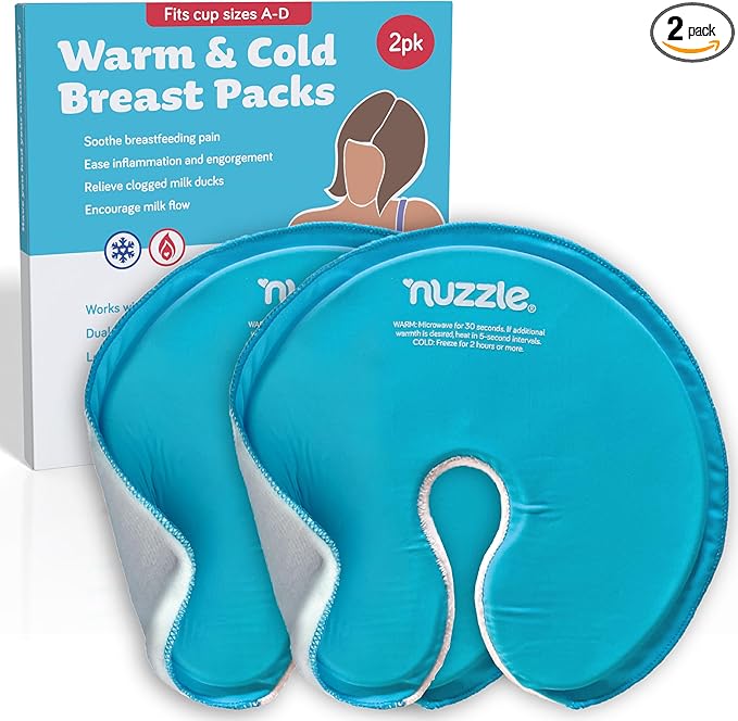 Breast Ice Packs for Breastfeeding and Engorgement Relief - Hot and Cold Breast Therapy Packs - Soft, Dual-Sided & Reusable - 2 Pack