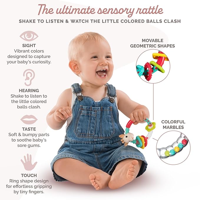 Sophie la girafe Multi-Textured Rattle | Light & Easy to Grasp | Awaken All 5 Senses