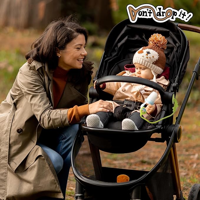 Don't Drop It ® Silicone Suction Cup Strap Tether - Keep Cups, Bottles, Toys, and More from Hitting The Floor - Easily Attaches to Smooth Sufaces on High Chairs, Tables, Bouncers, Walker Trays, etc.