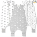 Mama Cheetah Toddler Sleep Sack with Feet 3T-4T, 0.5 TOG Organic Cotton Baby Wearable Blankets with Legs, Baby Sleeping Bag for Walkers, Early Walker Large, 3-Pack