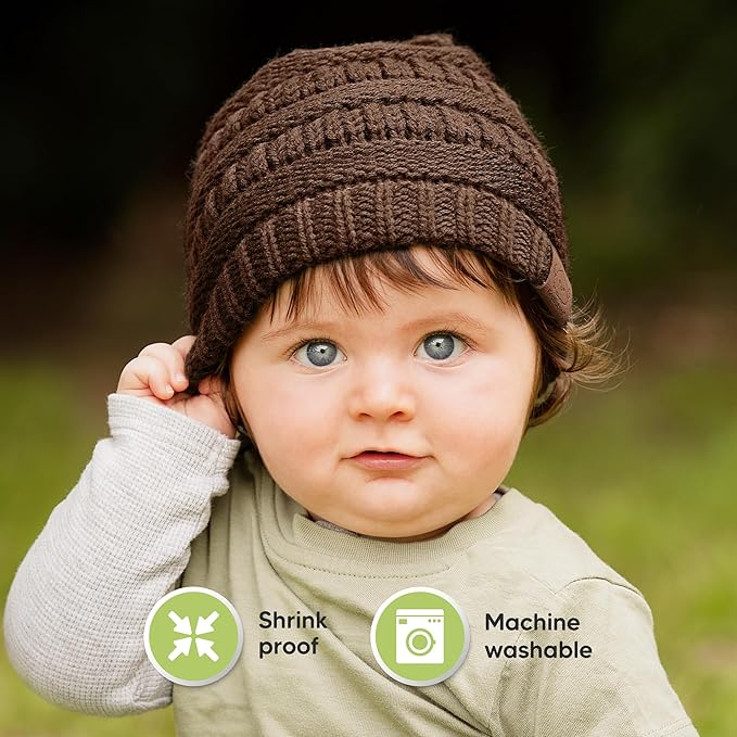 3-Pack Baby Beanies for Boys, Girls - Stretchy Knit Baby Hats, Cute Newborn & Toddler Winter Hat, Soft & Warm Infant Beanie 6-36 Months (Mars, M)