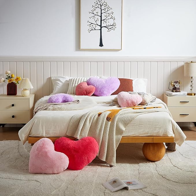 EastTree Heart Pillows, Light Pink Heart Shaped Pillows, Ultra Soft Extra-Large Fluffy Pillows, Love Throw Pillows Gifts, Women Girls Living Room Decor 15x18 Inch