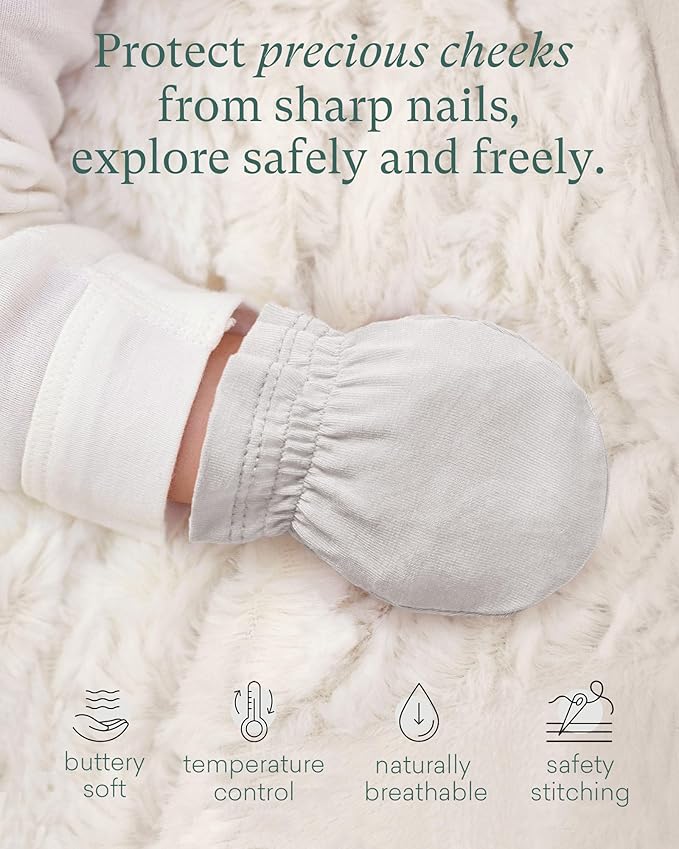 PurComfy SuperSoft Baby Mittens, Bamboo Viscose Infant Newborn Mittens for Girls Boys No Scratch Gloves 6 Pack