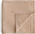 mushie Muslin Baby Swaddle Blanket | 100% Organic Cotton (Pale Taupe)