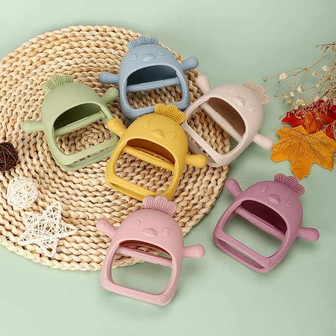 Socub Silicone Baby Teether Toys for Infants 3-6 6-12 Months, BPA Free Anti-Drop Silicone Mitten Teething Toy, Baby Chew Toys for Sucking Needs, Newborn Essentials & Baby Shower Gifts Girls(Rose Pink)