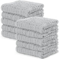 Comfy Cubs Muslin Baby Washcloths 10 Pack - Soft 6-Layer Cotton Wash Cloths for Sensitive Skin - 10"x10" Large, Gentle, Absorbent Infant Essentials for Newborn and Toddlers - Heather Blue