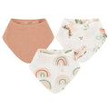 Crane 100% Cotton Baby Bib Set - Butterfly & Rainbow Muslin Bibs - Set of 3 Drool Bibs for Baby Boys or Girls - Newborn Eating Essentials