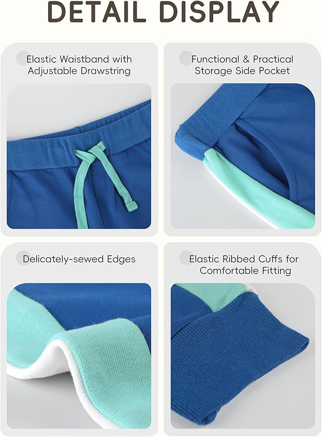 4 Pack Toddler Boys Sweatpants Cotton Baby Kids Joggers Toddler Boys Girls Sweatpants with Pocket Drawstring